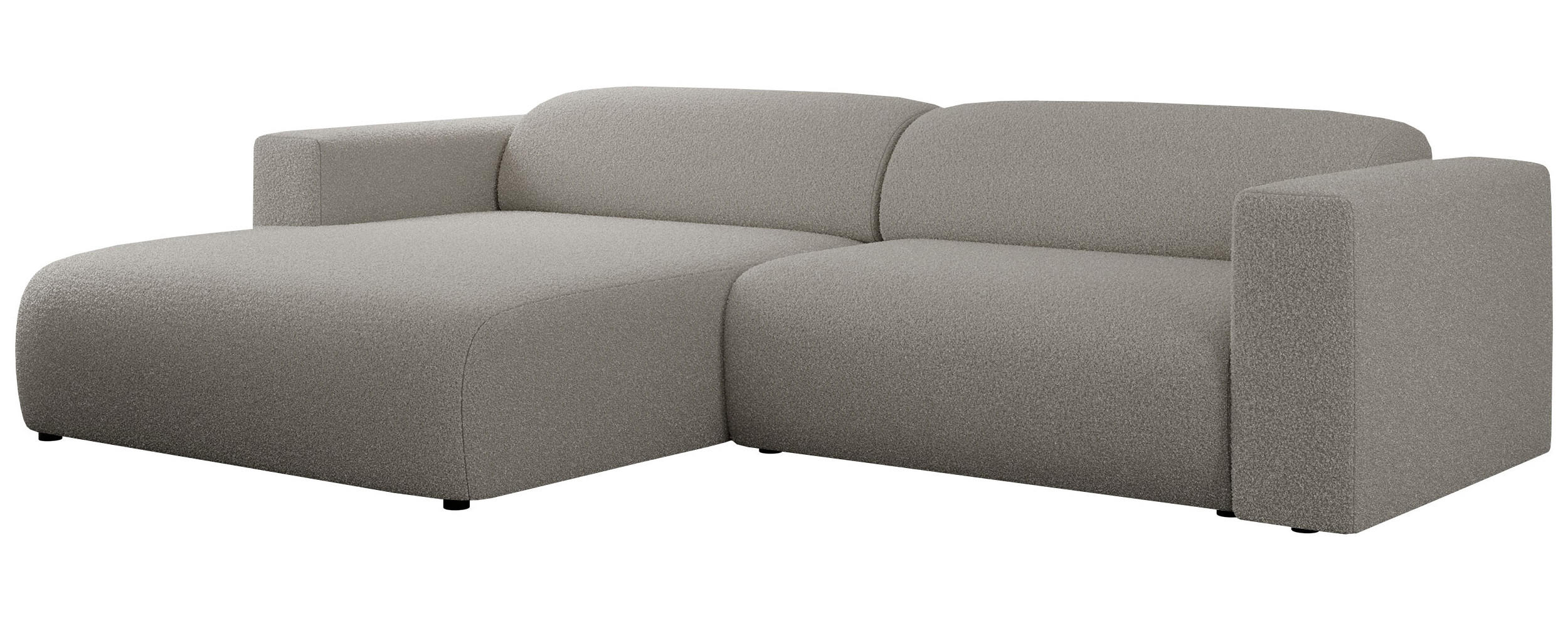 ECKSOFA PASADENA Grau Bouclé - Links Seite - Schwarz/Grau, Kunststoff/Textil (288/180cm) - MKS