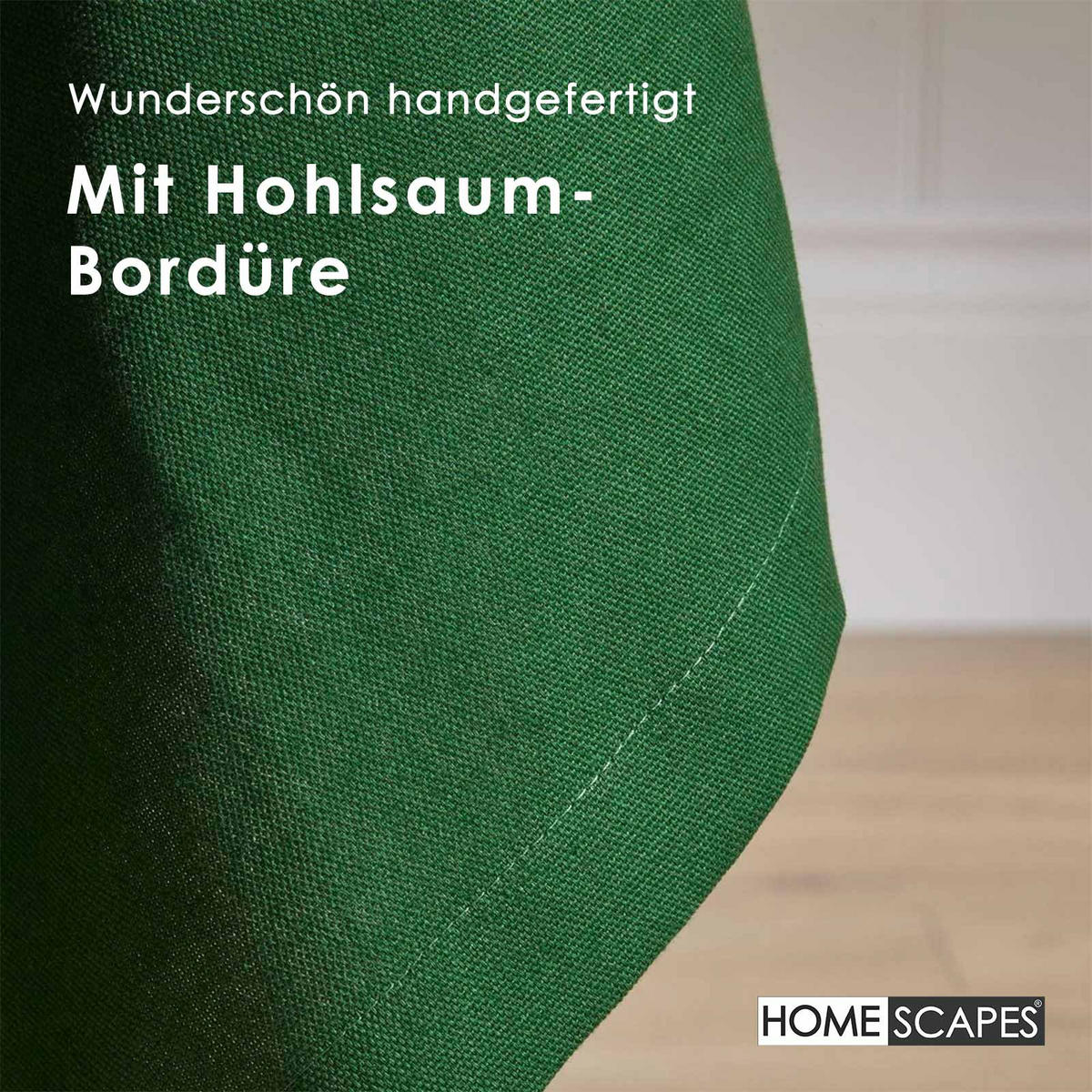 TISCHDECKE dunkelgrün 178/305 cm, 100% Baumwolle - Dunkelgrün, Textil (178/305cm) - Homescapes
