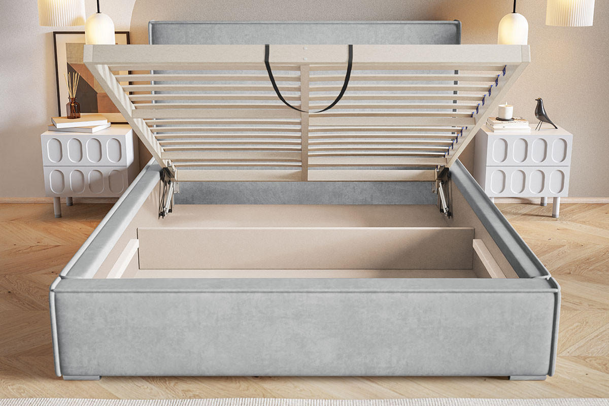 POLSTERBETT 140x200 Sydney mit Bettkasten, Hellgrau - Hellgrau, Holz/Textil (140/200cm) - Emporius