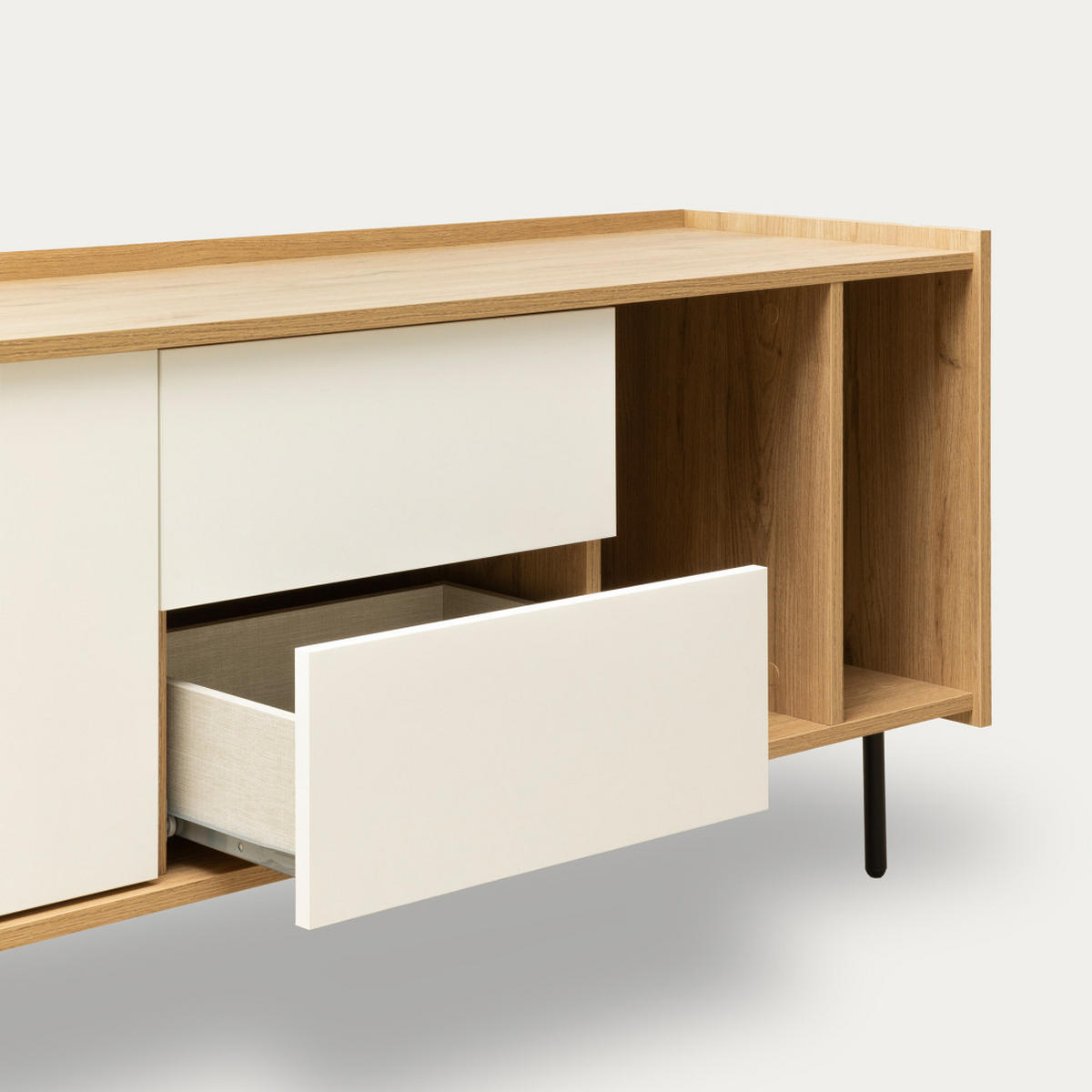 TV-ELEMENT Nadine Natur - Weiß 184.2 cm x 59.6 cm - Braun, Holzwerkstoff (184/59/41cm) - Kenay Home