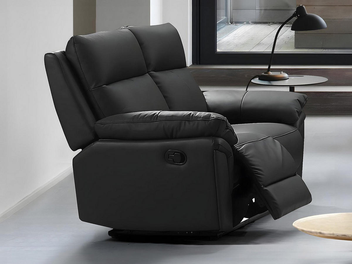 RELAXSOFA - 2 Personen - leder - schwarz Pakita - Schwarz, Leder (153/102/92cm) - Vente-Unique