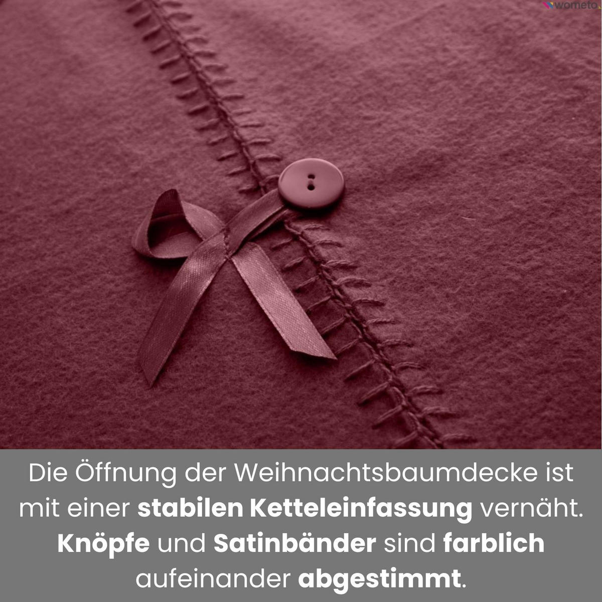 BAUMUNTERLAGE Weihnachtsbaum-Decke weinrot 120 cm rund mit Knöpfen und Satin-Schleifen - Bordeaux, Textil (120/120cm) - wometo