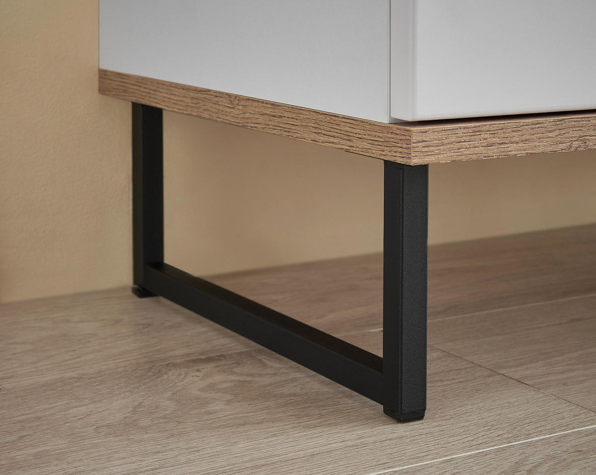 WASCHBECKENUNTERSCHRANK mit 2 Türen - Schwarz/Weiß, Holzwerkstoff/Metall (60/60/35cm) - home24