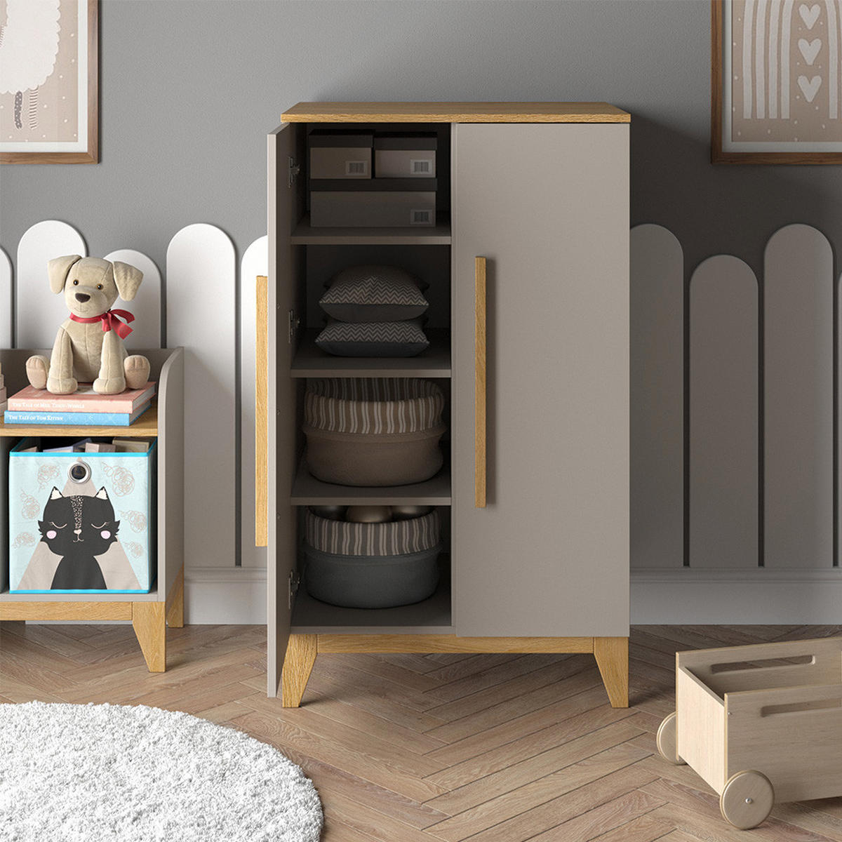KINDERKLEIDERSCHRANK Malia Cashmere-Eiche 70 x 120 cm - Kaschmir, Holzwerkstoff (70/120/53.4cm) - VitaliSpa