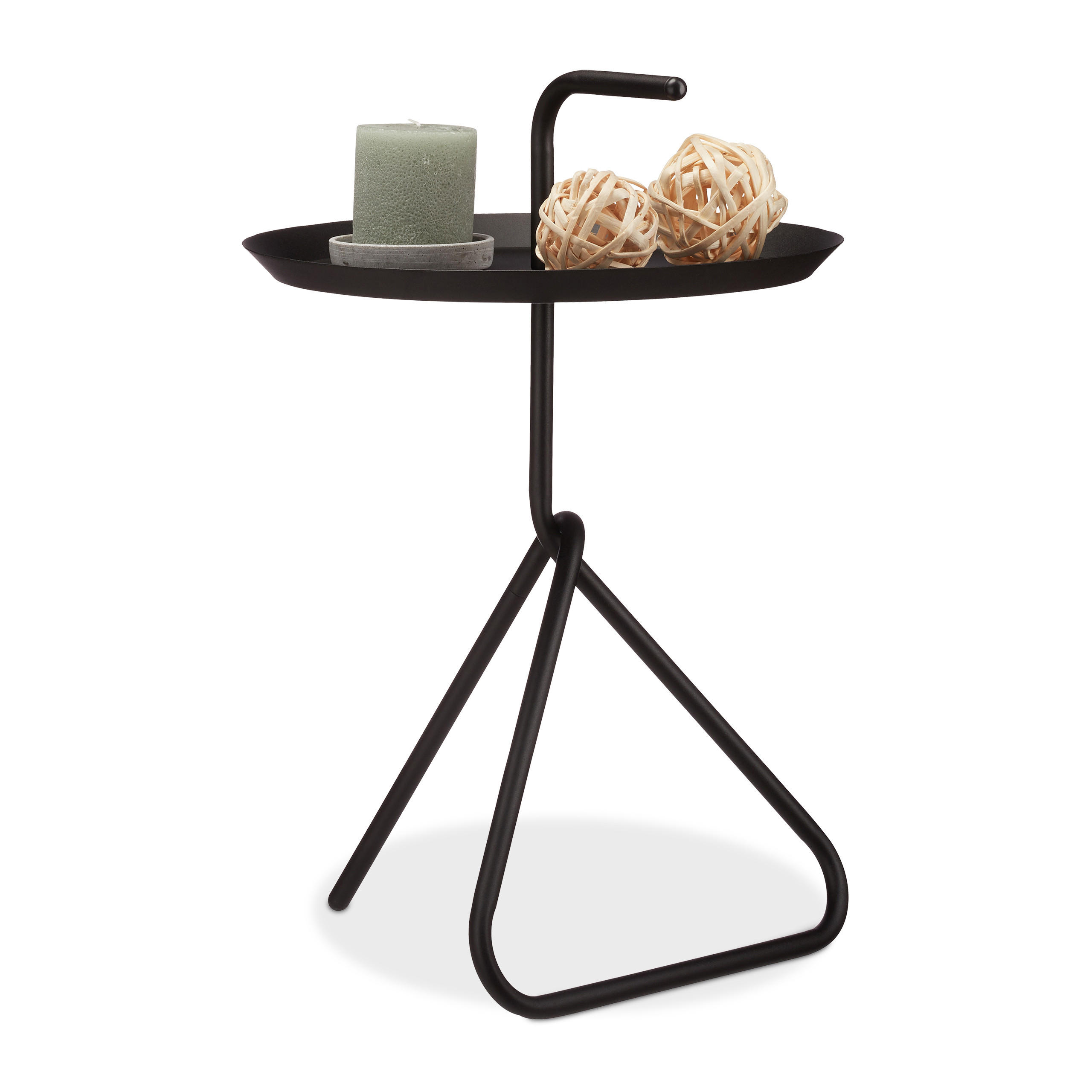 BEISTELLTISCH - Schwarz, Metall (40/40/59.5cm) - Relaxdays