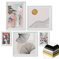WANDBILDER 5er-Set - 50x50 cm & 20x30 cm & 40x60 cm Weißer Rahmen - Wasserfälle, Brücken, Bäume, Jahreszeiten - Weiß, Kunststoff (40/60cm) - ArtPrintCave
