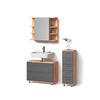BADMÖBEL-SET Eisak Anthrazit/Goldkraft Eiche 3 Teile, mit Unterschrank 80 cm - Anthrazit/Eiche Wotan, Holzwerkstoff (80/60/33cm) - Livinity®