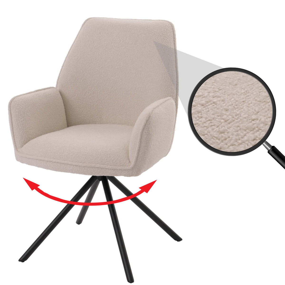 ESSZIMMERSTUHL Cremeweiß - Weiß, Textil (60/86/60cm) - MCW