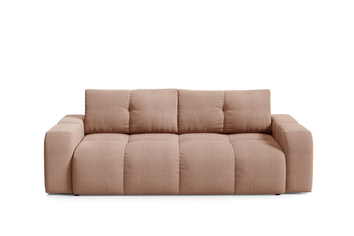 BETTSOFA DUCA Orange Jersey- Stoff mit Schlaffunktion - Orange, Holz (259/90/99cm) - MASSENO