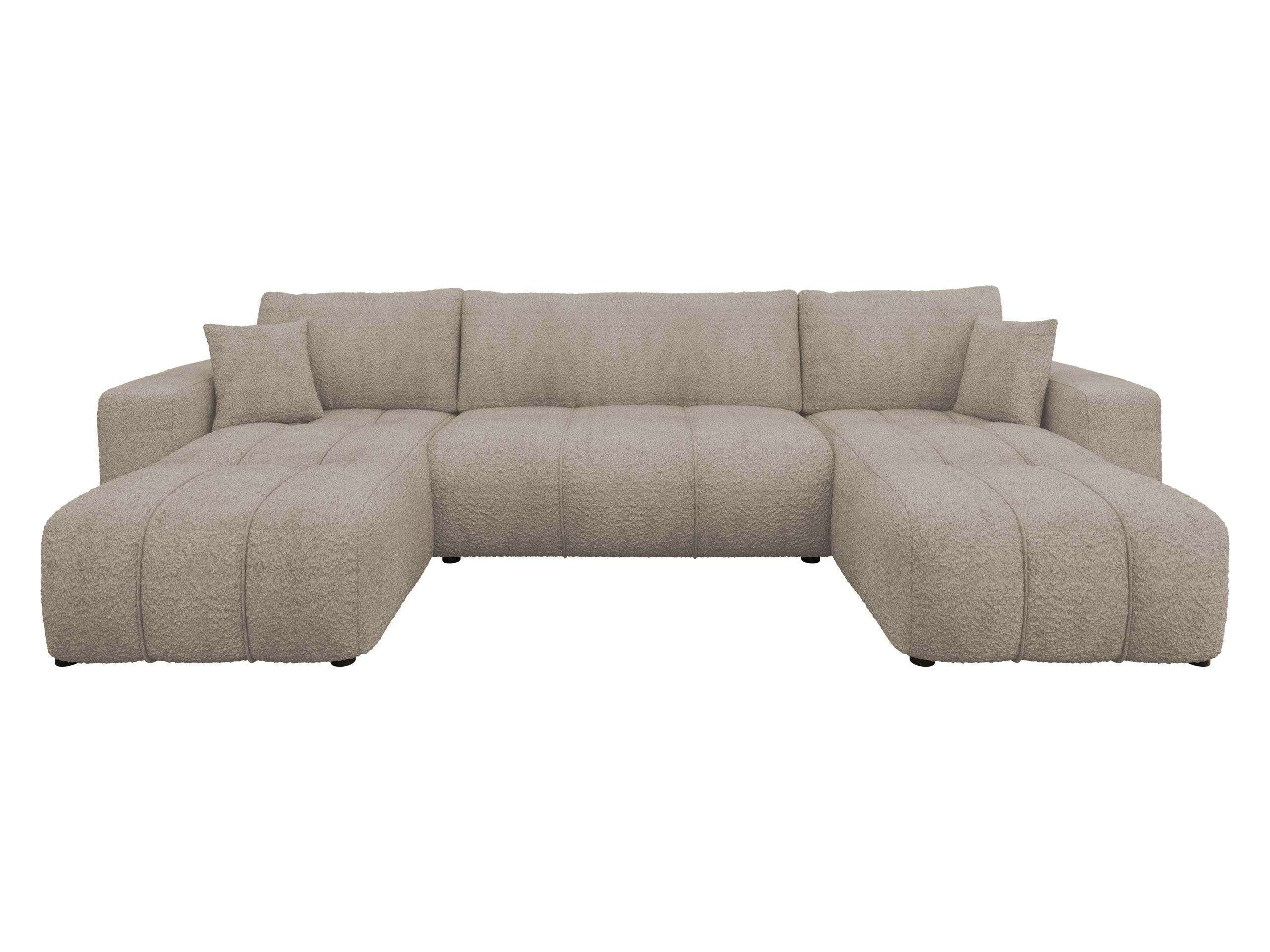 WOHNLADNSCHAFT Furyn U Boucle - Schwarz/Braun, Holzwerkstoff/Kunststoff (312/82/145cm) - MIRJAN24