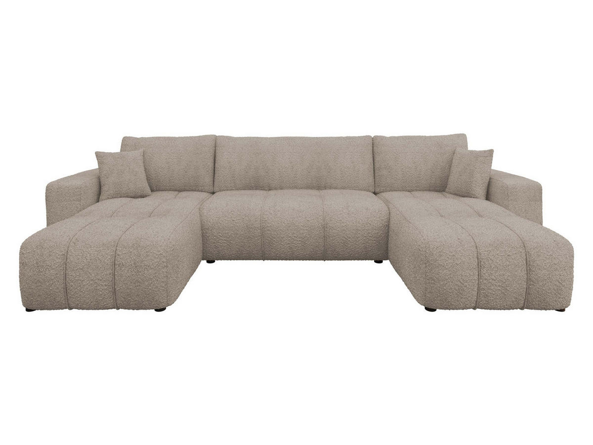 WOHNLADNSCHAFT Furyn U Boucle - Schwarz/Braun, Holzwerkstoff/Kunststoff (312/82/145cm) - MIRJAN24