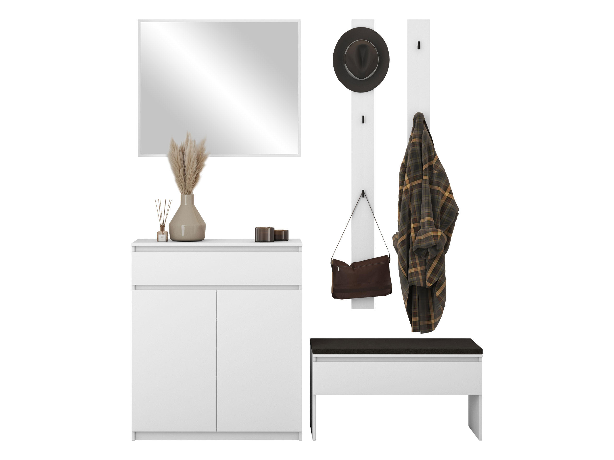 GARDEROBE-SET Simply I - Weiß, Holzwerkstoff (92/107/40cm) - MIRJAN24