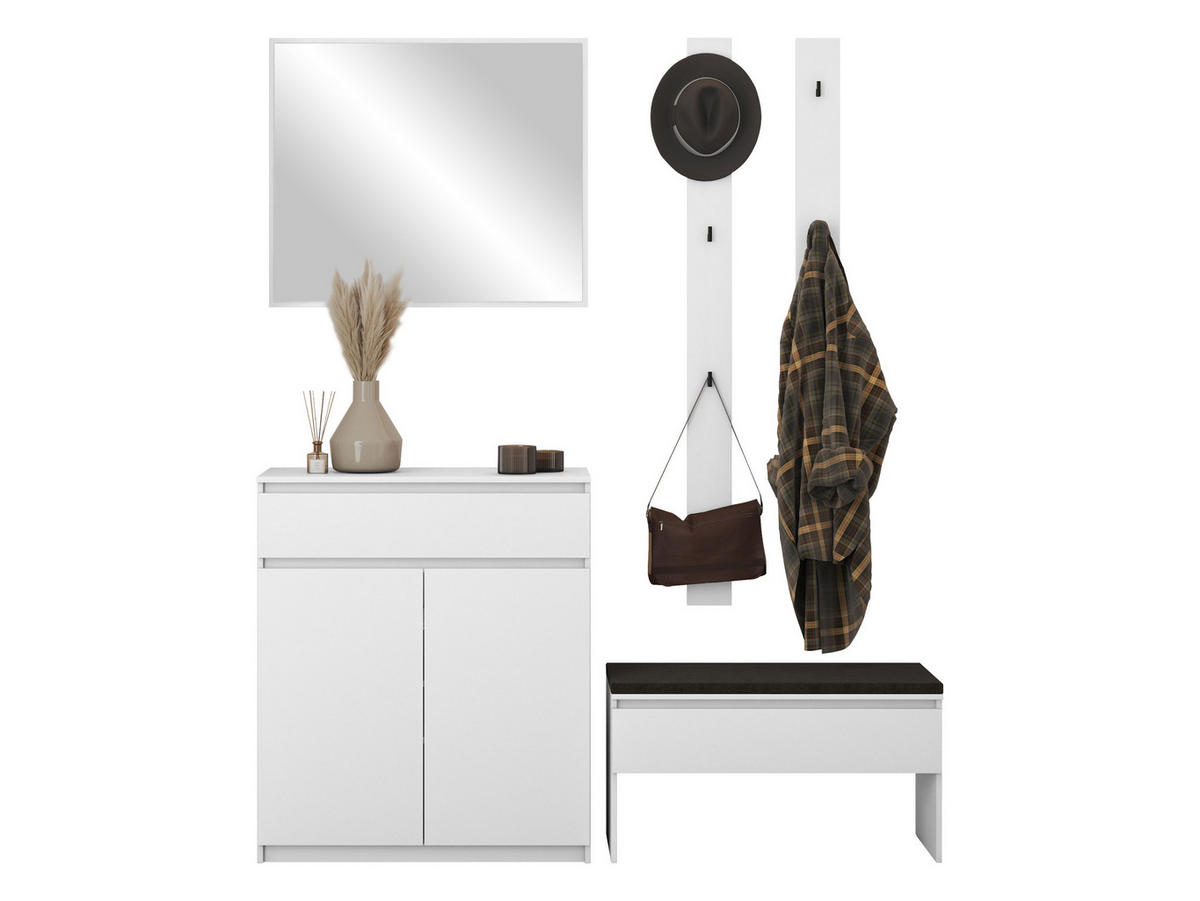 GARDEROBE-SET Simply I - Weiß, Holzwerkstoff (92/107/40cm) - MIRJAN24