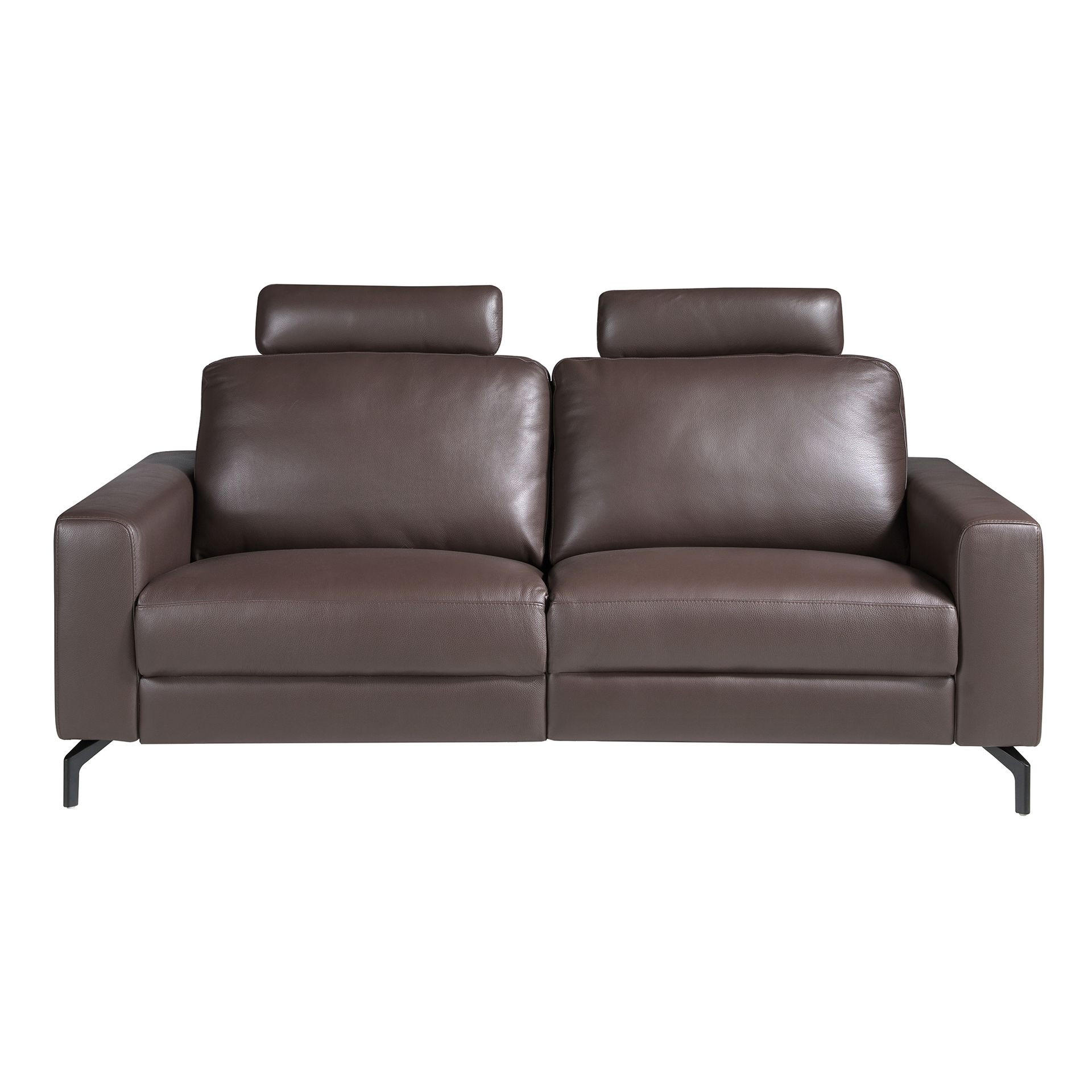 3-SITZER-RELAXSOFA aus schokoladenbraunem Leder - Kastanienfarben/Dunkelbraun, Leder/Metall (206/89/98cm) - ANGEL CERDA