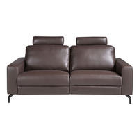 3-SITZER-RELAXSOFA aus schokoladenbraunem Leder - Kastanienfarben/Dunkelbraun, Leder/Metall (206/89/98cm) - ANGEL CERDA