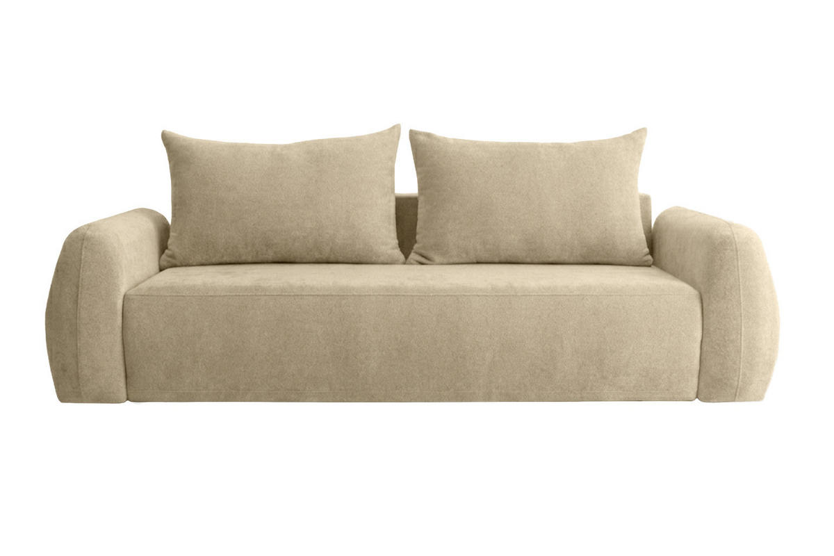 SOFA Mit Schlaffunktion Und Bettkasten, Stoff Doha, Beige, HELA - Beige, Holz (250/89/100cm) - Kaiser Möbel