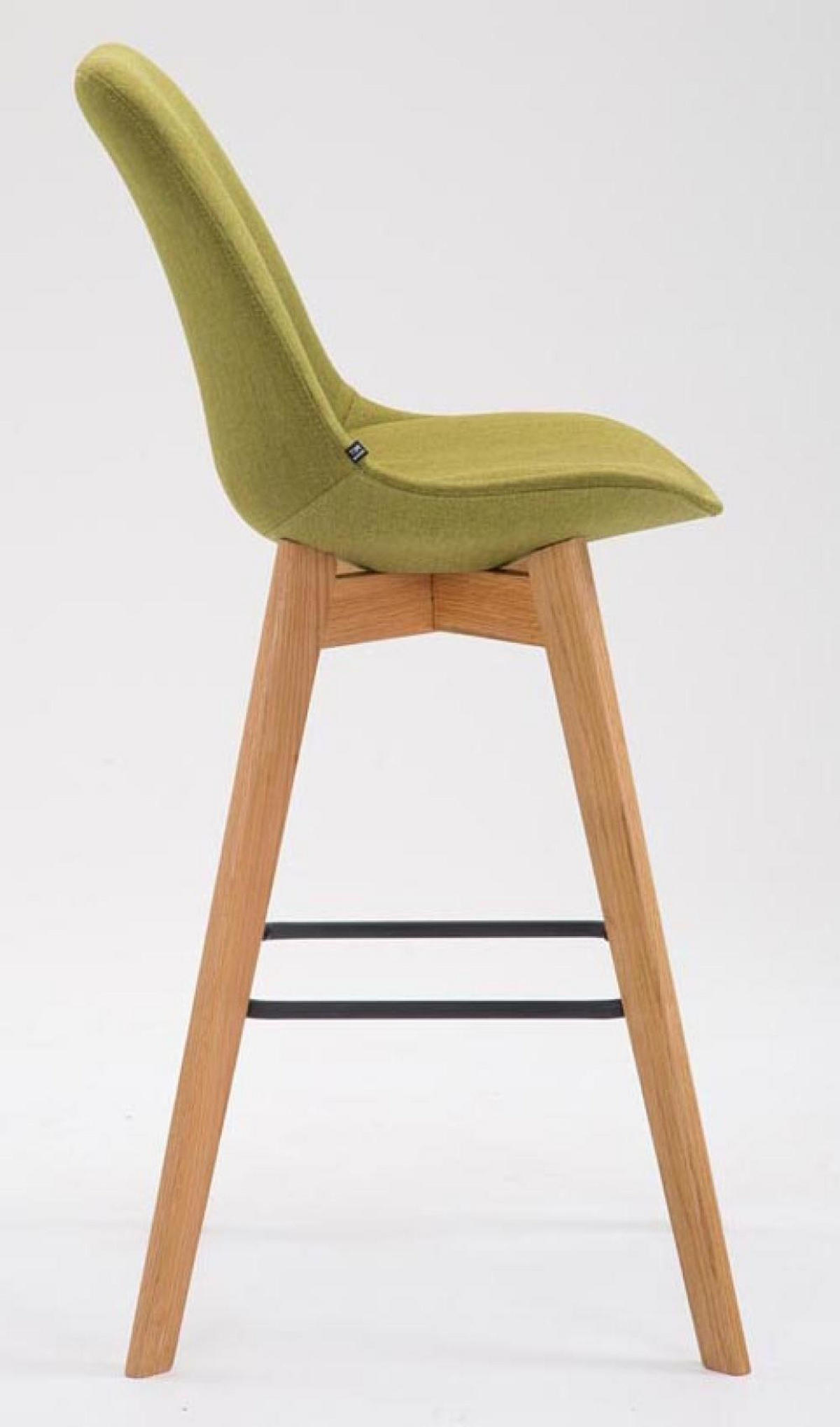 BARHOCKER 2er Set Stoff grün - Eukalyptusholzfarben/Grün, Holz/Textil (48/112/56cm) - CLP