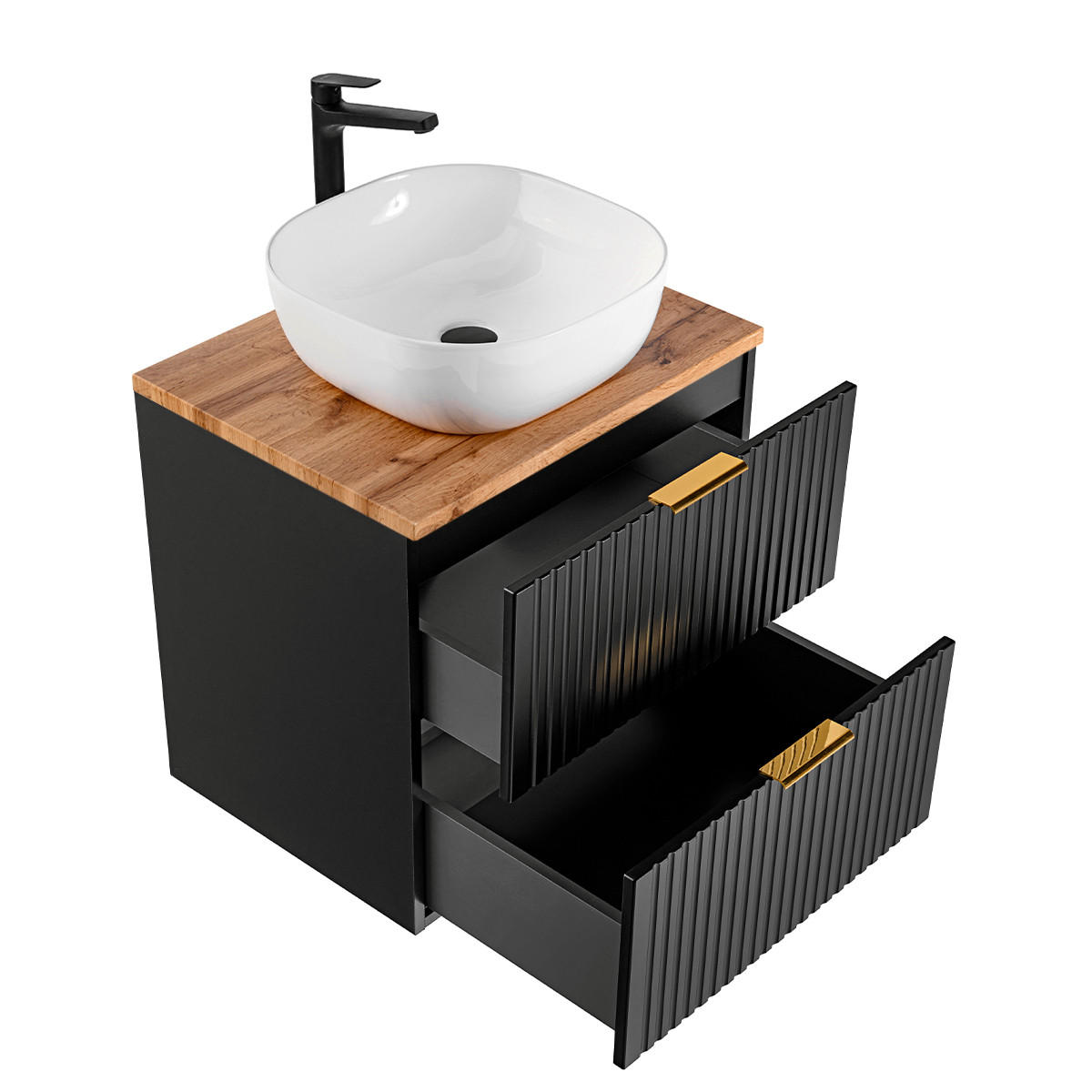 WASCHTISCH 60.6cm Adriel Schwarz - Schwarz, Holzwerkstoff (60.6/59/46cm) - Petits-meubles