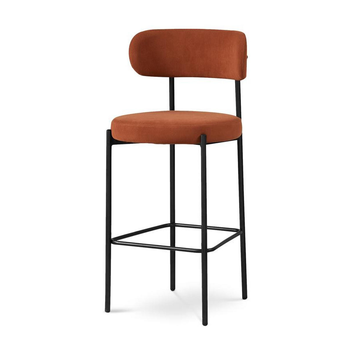 BARHOCKER 2er-Set Iris modernen in terrakottafarbenem Cord-Samt, 75 cm - Terracotta/Schwarz, Textil/Metall (51/107/52.5cm) - Sicaan