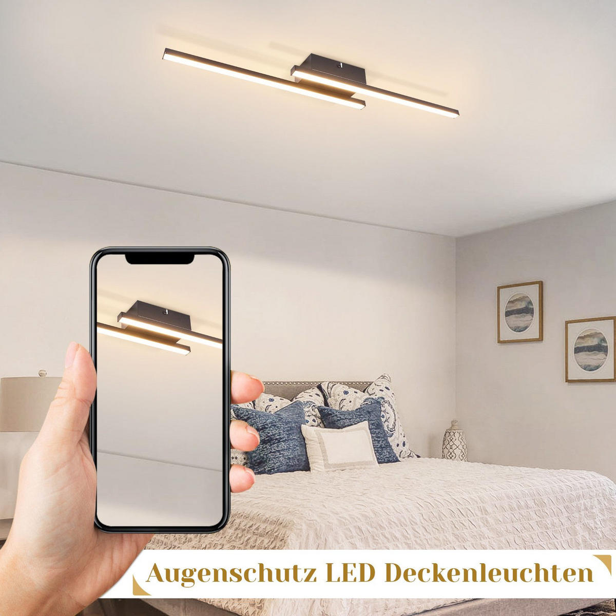 LED-DECKENLEUCHTE Passau 61.5/7/4.8 cm - Schwarz, Metall (61.5/7/4.8cm) - Nettlife