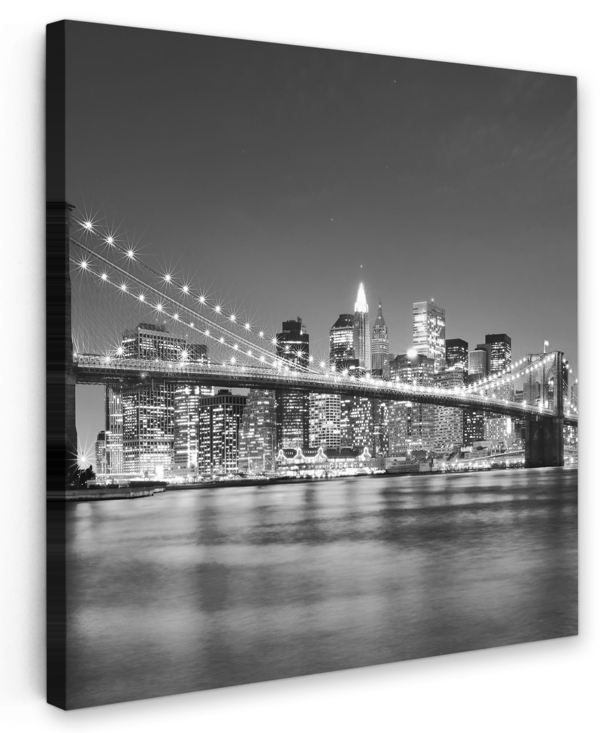 MuchoWow OBRAZ NA PLÁTNĚ New York - Most - Brooklyn - Černobílý - Architektura 20x20 cm
