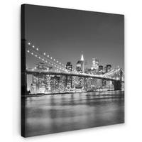 LEINWANDBILD - New York - Brücke - Brooklyn - Schwarz und weiß - Architektur - 90x90 - Gemälde - Schwarz, Textil (90/90cm) - MuchoWow