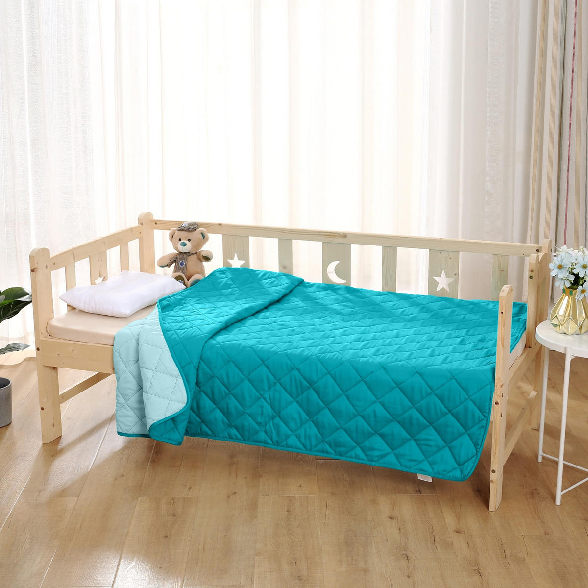 KINDER-SOMMERBETT Steppbett türkis - Türkis, Textil (135/200cm) - wometo