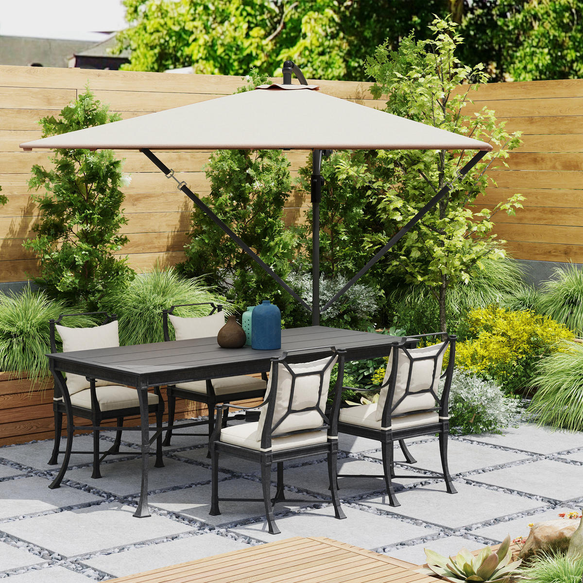 AMPELSCHIRM Ø260 cm Kurbelschirm Khaki - Beige, Metall (250/295cm) - ComfortXL