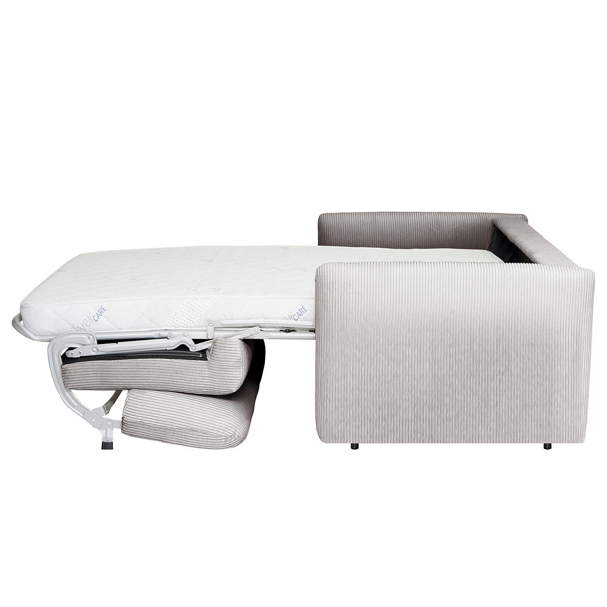 SCHLAFSOFA mit Matratze - Hellgrau/Schwarz, Kunststoff/Textil (194/86/104cm) - home24