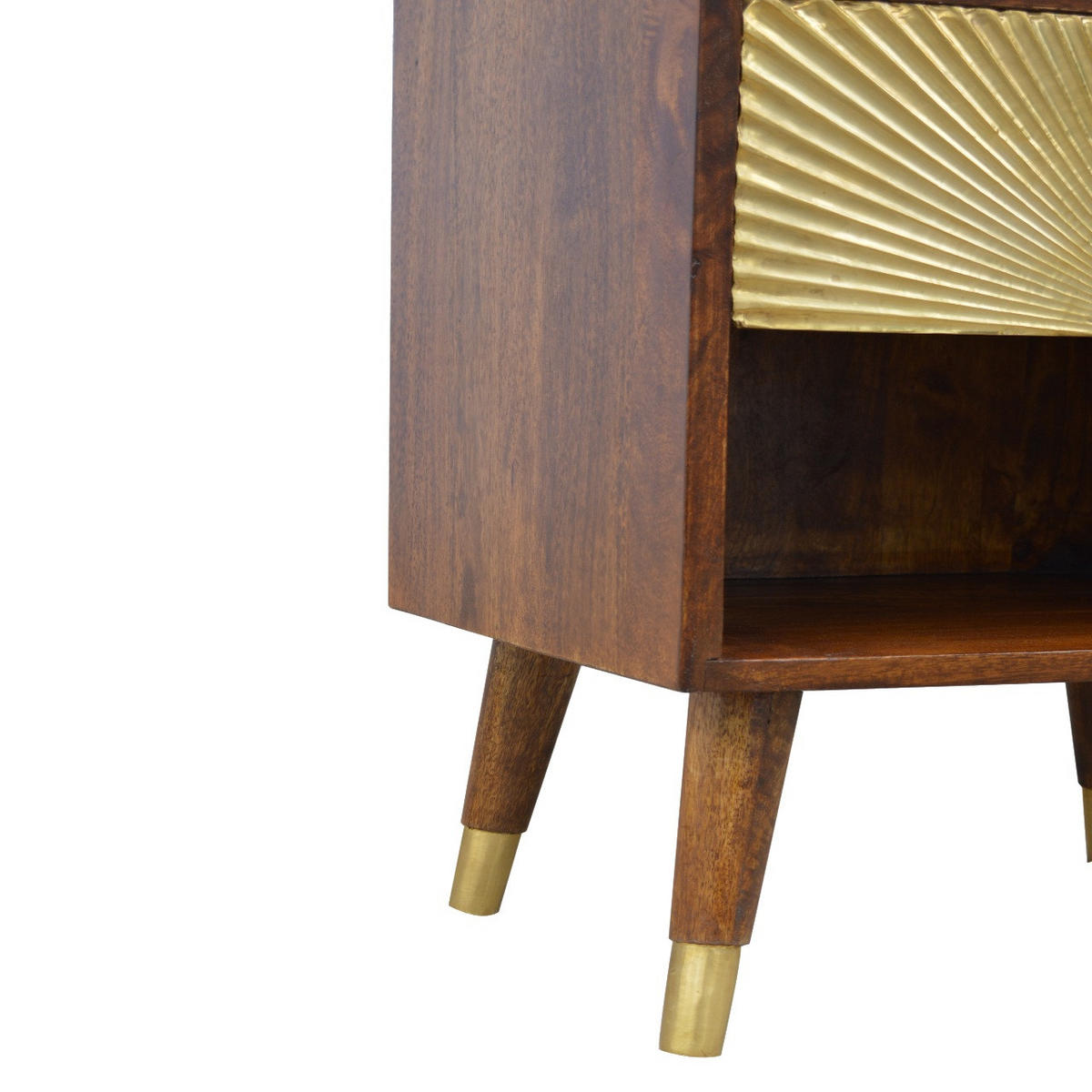 NACHTTISCH aus Massivholz - Messingfarben/Braun, Holz/Metall (45/58/35cm) - Artisan Furniture