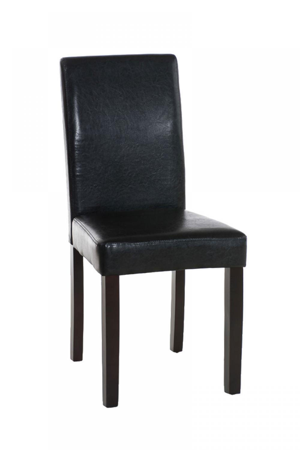 STUHL Lederlook schwarz - Dunkelbraun/Schwarz, Holz/Textil (41/91/47cm) - CLP