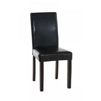 STUHL Lederlook schwarz - Dunkelbraun/Schwarz, Holz/Textil (41/91/47cm) - CLP