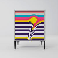 SIDEBOARD TONE COLLAPSE, Grau, 57,5x42x72,5 cm, Schwarze Metallfüße - Multicolor/Schwarz, Holzwerkstoff/Metall (57.5/72.5/42cm) - SpaceRebels