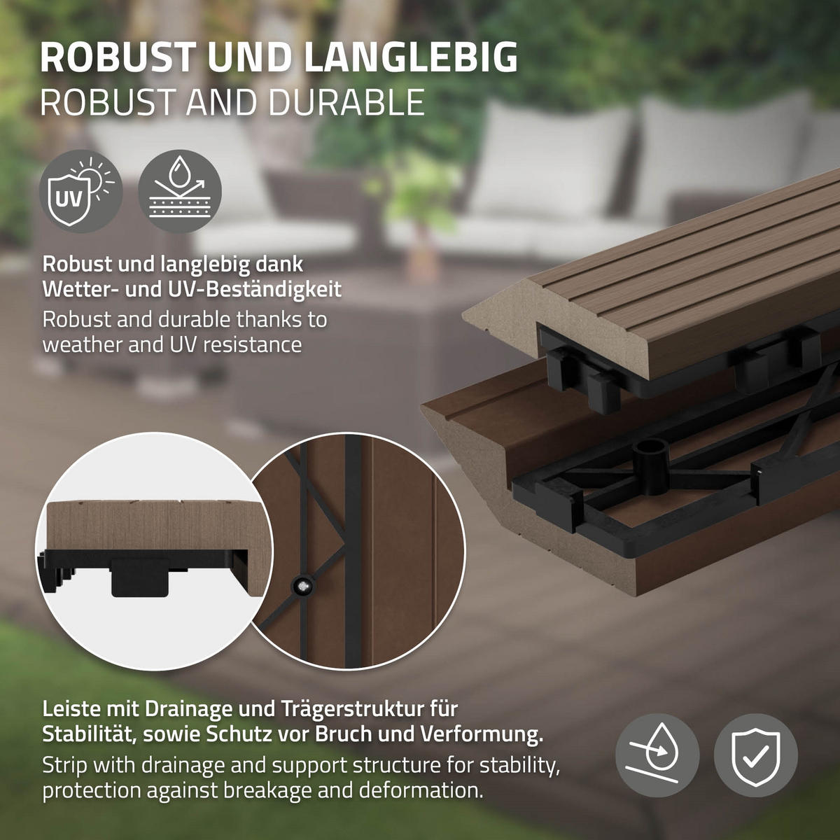 ABSCHLUSSLEISTE WPC gerade Dunkelbraun - Dunkelbraun, Holzwerkstoff (30/2/7.5cm) - ML-DESIGN