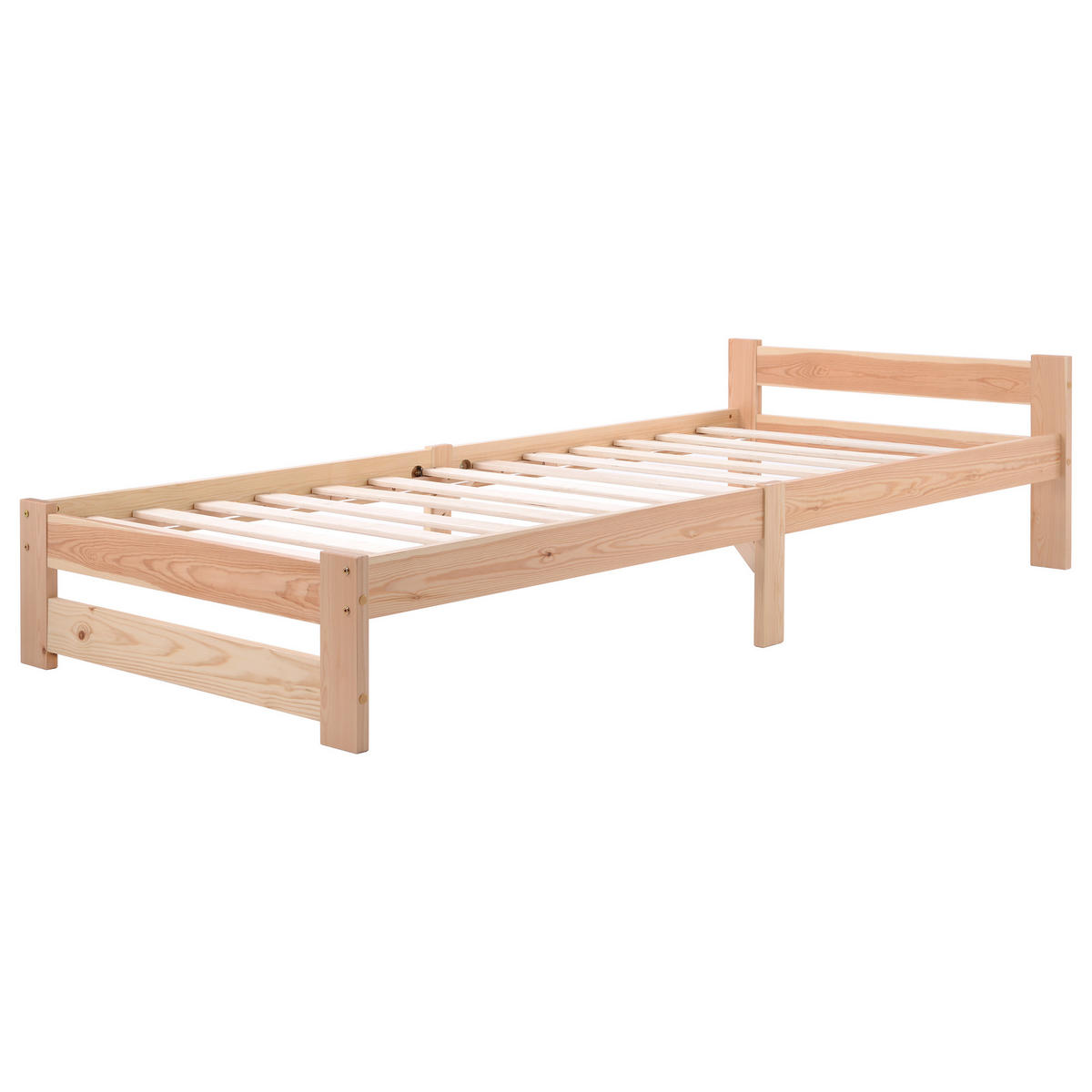 FUTONBETT 90/200 cm in Natur aus Massivholz mit Kopfteil - Naturfarben, Holz (90/200cm) - CHICFURN