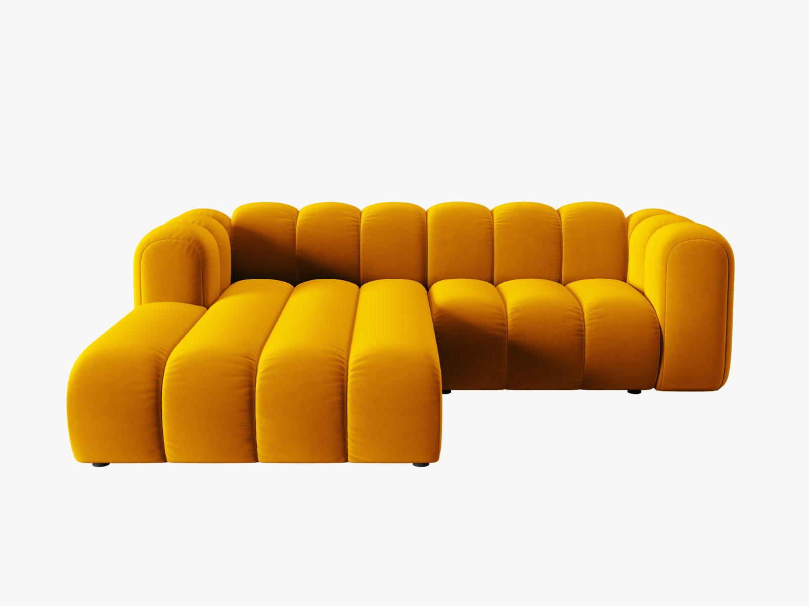 ECKSOFA modular links Lupine aus Samt gelb 3 Sitzplätze - Gelb, Textil (177/230cm) - Micadoni