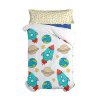 BETTBEZUG 2er-Set teiliges space rocket 135/140x200 cm (standardgrösse) mehrfarbig - Multicolor, Textil (140/200cm) - Happy Friday