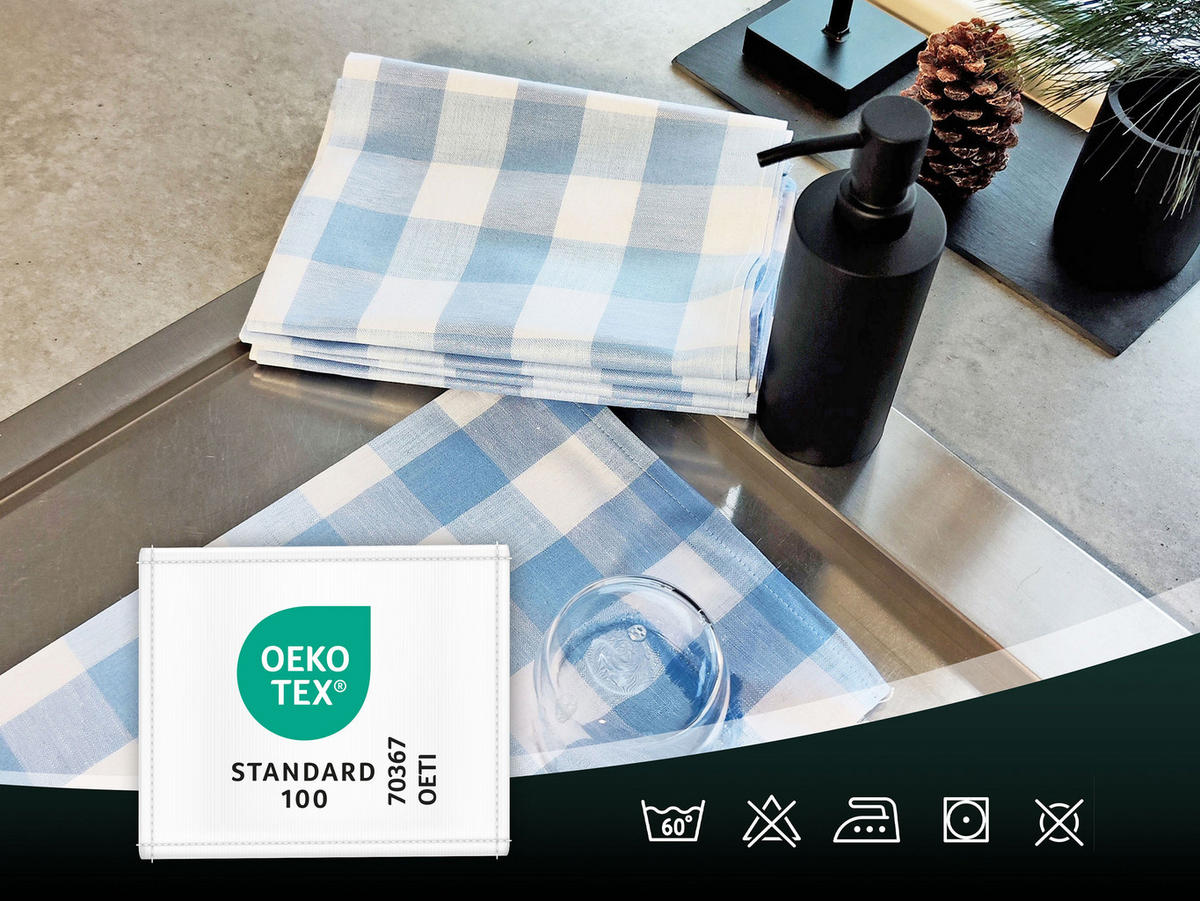 GESCHIRRTÜCHER, 5er-Set, 50x70 cm, 50% Baumwolle, 50% Leinen, Blau - Hellblau, Textil (50/70cm) - Zollner