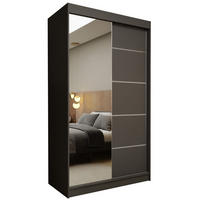 SCHWEBETÜRENSCHRANK MIRELLA 120/216/61 cm 2-türig mit Spiegel Grau - Grau, Holzwerkstoff (120/216/61cm) - MASSENO