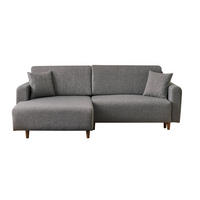 ECKSOFA mit Schlaffunktion und linksseitiger Récamiere - mane 246/160/85 cm - Grau, Holz (160/246cm) - Calicosy