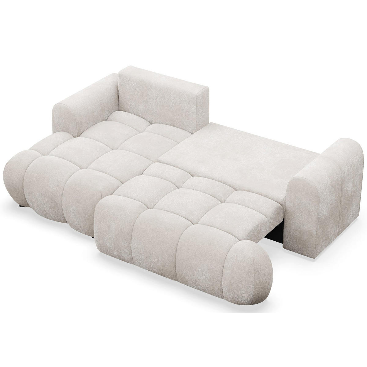 ECKSOFA Ombo Mini, Graubeige Bouclé, linksseitig - Taupe/Schwarz, Kunststoff/Textil (246/155cm) - Selsey