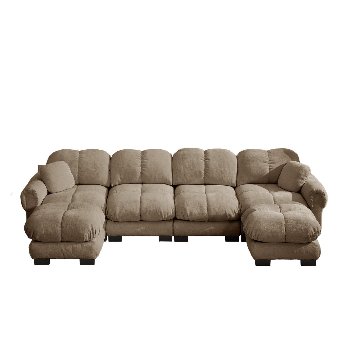 WOHNLANDSCHAFT DE-34384 U-Form mit 2 Ottomans und Steppdesign Braun - Braun, Textil (149/90/330cm) - ComfortXL