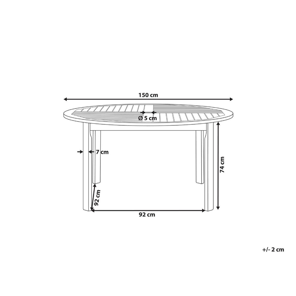 GARTENTISCH Akazienholz hellbraun 150 cm Tolve - Hellbraun, Holz (150/150/74cm) - Beliani