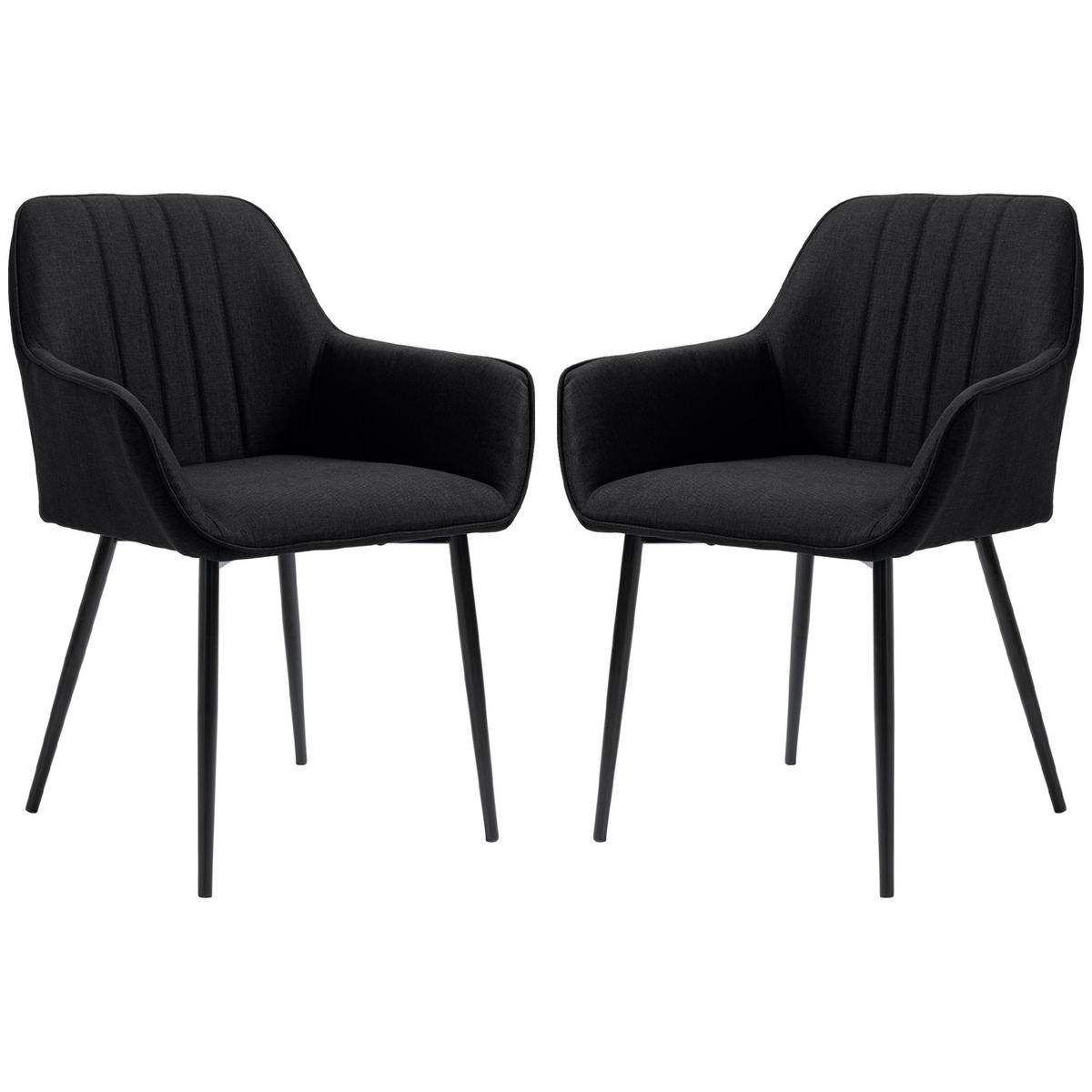 STÜHLE Schwarz 2 Stück - Schwarz, Naturmaterialien (56.5/81/59.5cm) - GiPP