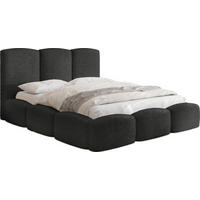 POLSTERBETT Harmony mit Bettkasten, Schwarz Boucle 140x200 cm - Birkefarben/Schwarz, Holzwerkstoff/Kunststoff (140/200cm) - WFL GROUP