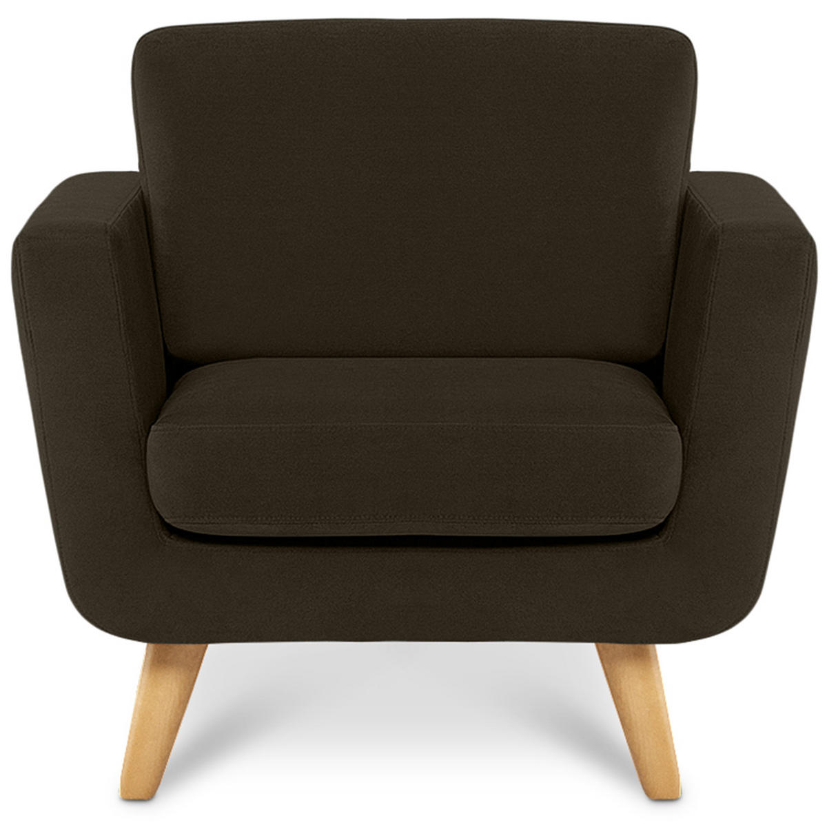 SESSEL TAGIO Massivholz-Beine, braun - Dunkelbraun/Braun, Buchenholz/Textil (86/80/88cm) - KONSIMO®