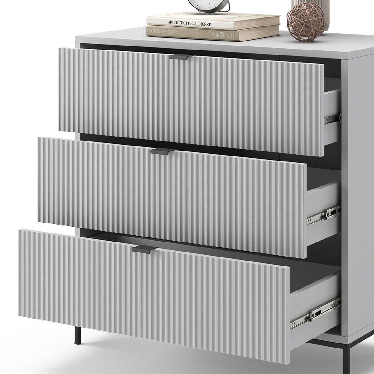 KOMMODE Eliza Grau 80 x 81.2 cm mit 3 Schubladen - Grau, Holzwerkstoff (42/81.2/80cm) - Vicco