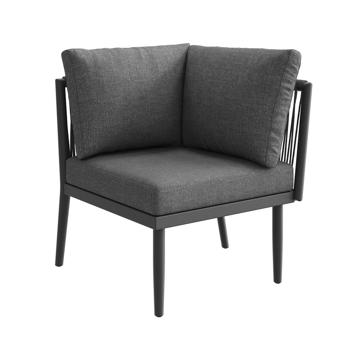 GARTENLOUNGE-SET modular 6-tlg. Grau mit 2 Tischen - Grau, Metall - Beauniv