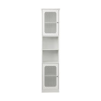 BADEZIMMERSCHRANK Hochschrank Weiß mit Lamellentüren & verstellbaren Böden - Weiß, Holzwerkstoff (36/163/30cm) - Urban Meuble