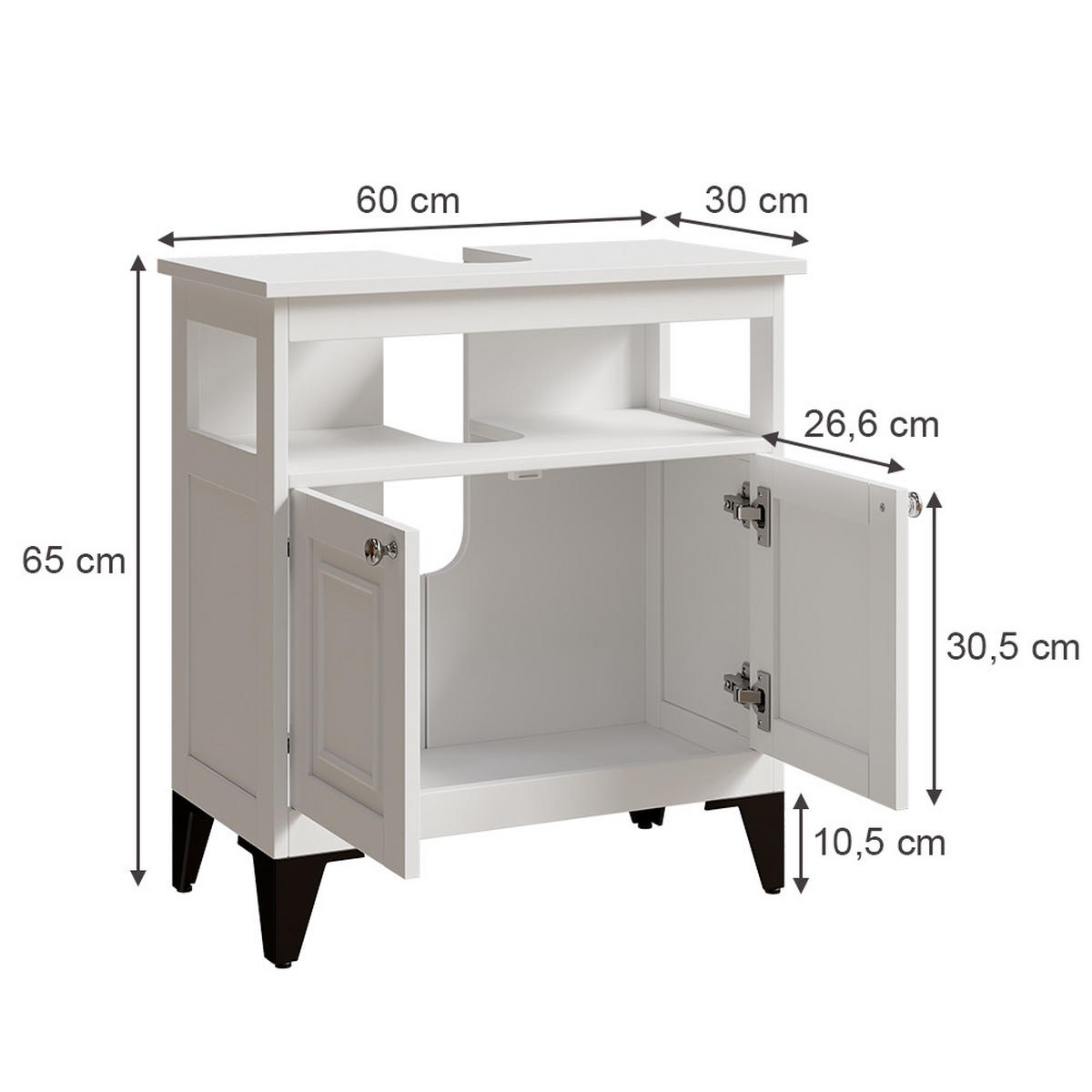 WASCHBECKENUNTERSCHRANK Vanity Weiß 60 x 65 cm - Weiß, Holzwerkstoff (60/65/30cm) - Vicco